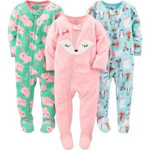 Toddlers and Baby Girls Boys - Loose-Fit Flame Resistant Fleece Footed Pajamas